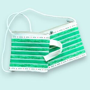 Set of 2 Matching Green Lace Makeup Bag Zippered Pouch NEW